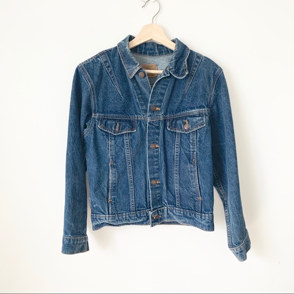 Vintage plain pockets denim jean jacket